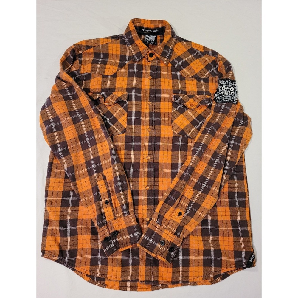 South Pole Flannel Plaid Cotton Button-up Shirt Y2K Streetwear, Men's Size XL